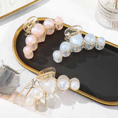 Laser Glitter Faux Pearl Hair Claws - Y2K Hair Accessories