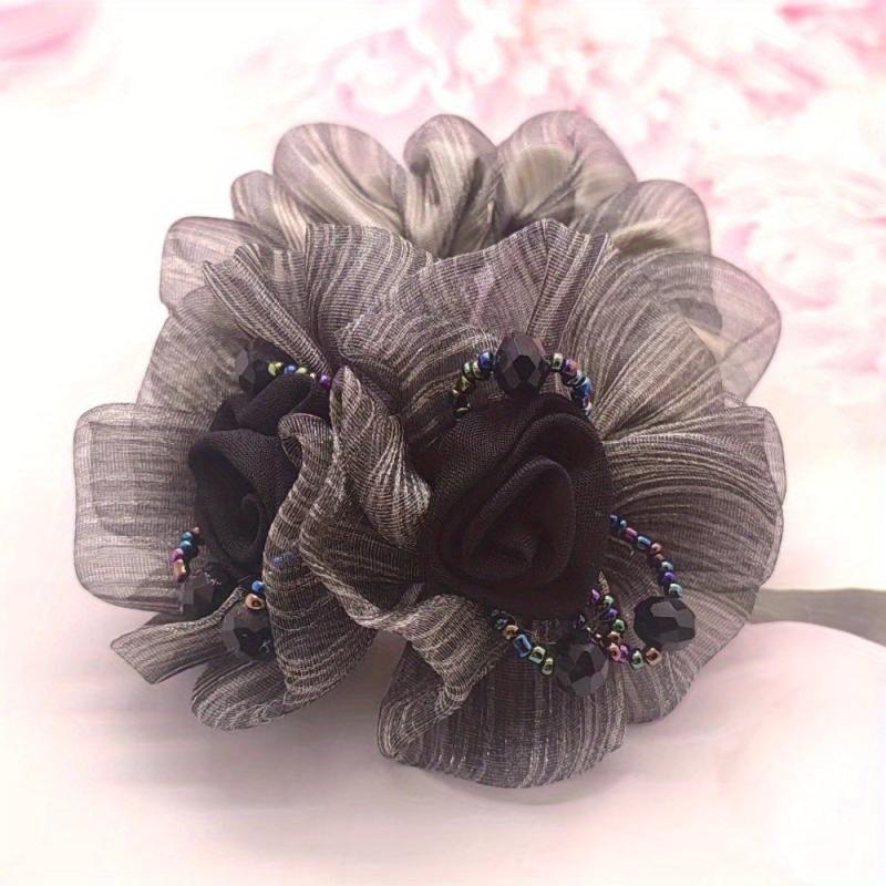 Mesh Flower Hair Tie Ponytail Holder Vintage Hair Accessories For Women