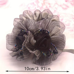 Mesh Flower Hair Tie Ponytail Holder Vintage Hair Accessories For Women