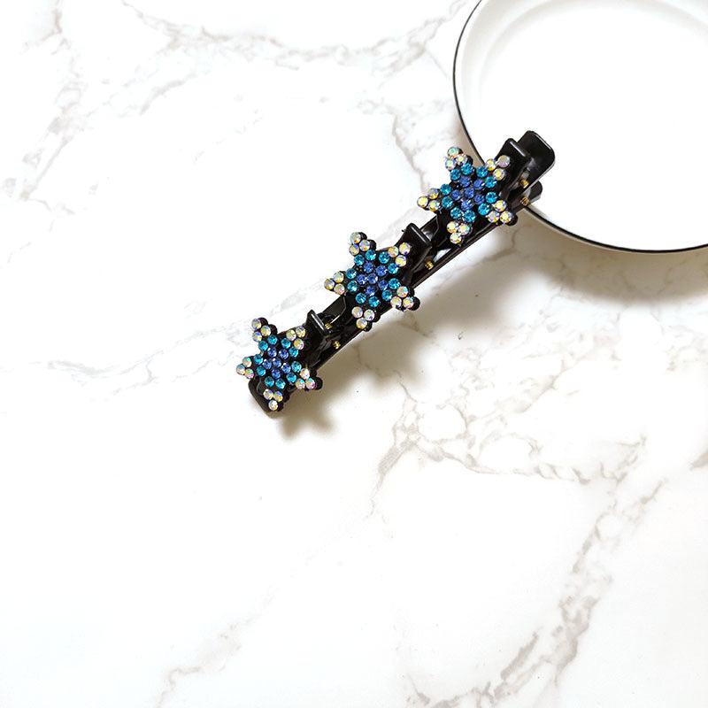 Crystal Stone Braided Hair Clips Double Bangs Hairpins