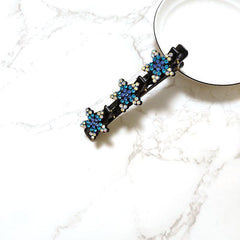 Crystal Stone Braided Hair Clips Double Bangs Hairpins
