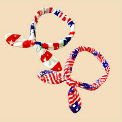 Flag Print Bowknot Hair Band Elastic Headband 4th Of July Headbands