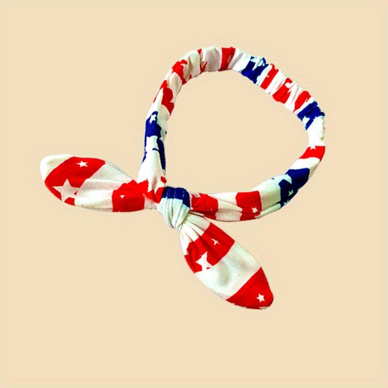 Flag Print Bowknot Hair Band Elastic Headband 4th Of July Headbands