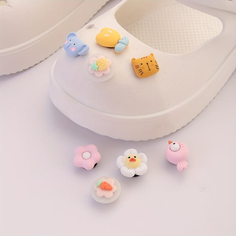 8pcs Cartoon Shoe Buckle Animal Fruit Clogs Sandal Buckles