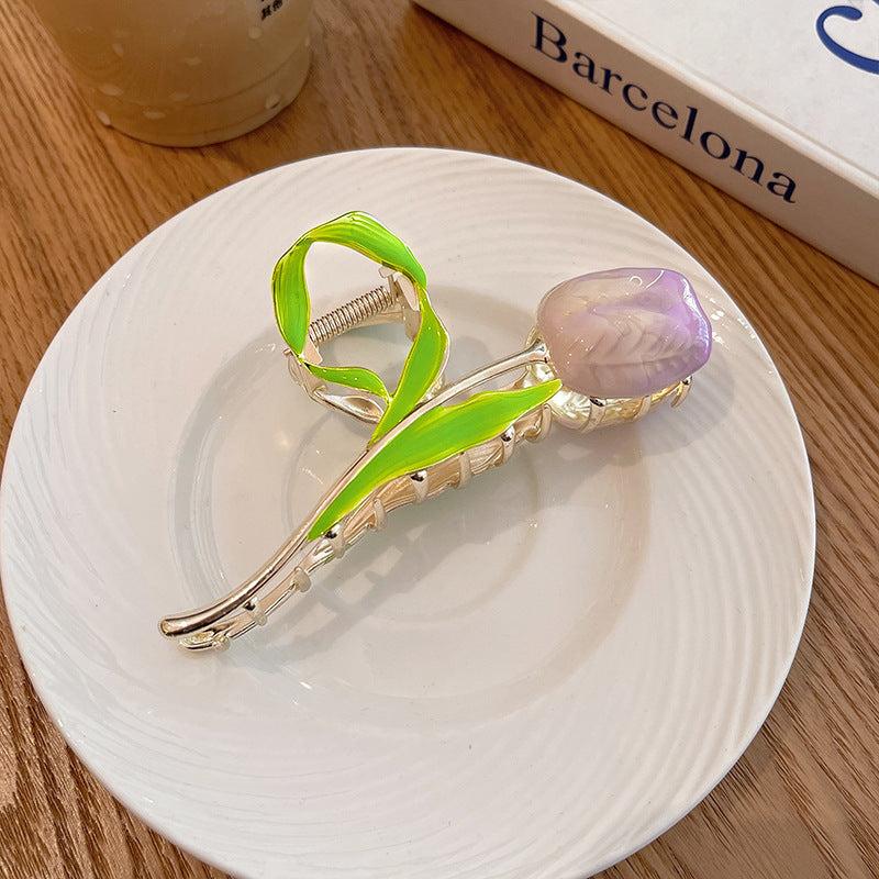 Tulip Flower Hair Clip Hair Claw Lovely Metal Clip Accessories