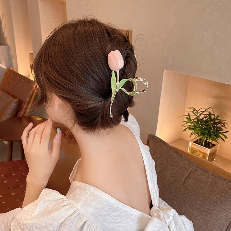 Tulip Flower Hair Clip Hair Claw Lovely Metal Clip Accessories
