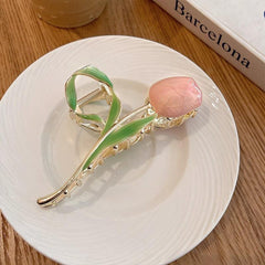 Tulip Flower Hair Clip Hair Claw Lovely Metal Clip Accessories
