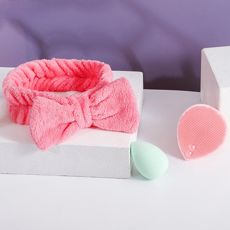 3pcs Facial Cleansing Set + Blush + Beauty Blender + Headband