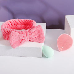 3pcs Facial Cleansing Set + Blush + Beauty Blender + Headband