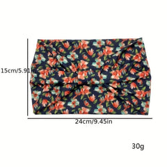 Pastoral Floral Print Headband Criss Cross Head Hoop Stretchy Hair Band