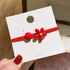 Red Hair Tie Bow Heart Decor Hair Rope Elastic Ponytail Holder