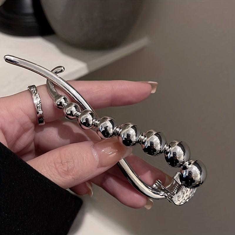 2pcs Metallic Ball Decor Hair Clip For Women Girls Hair Clip