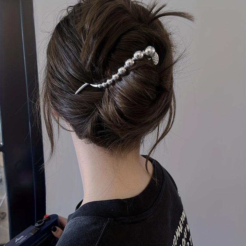 2pcs Metallic Ball Decor Hair Clip For Women Girls Hair Clip