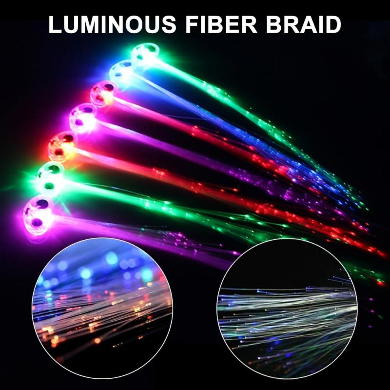 LED Glowing Flash Wigs Hair Braided Clip Colorful Luminous Tresses