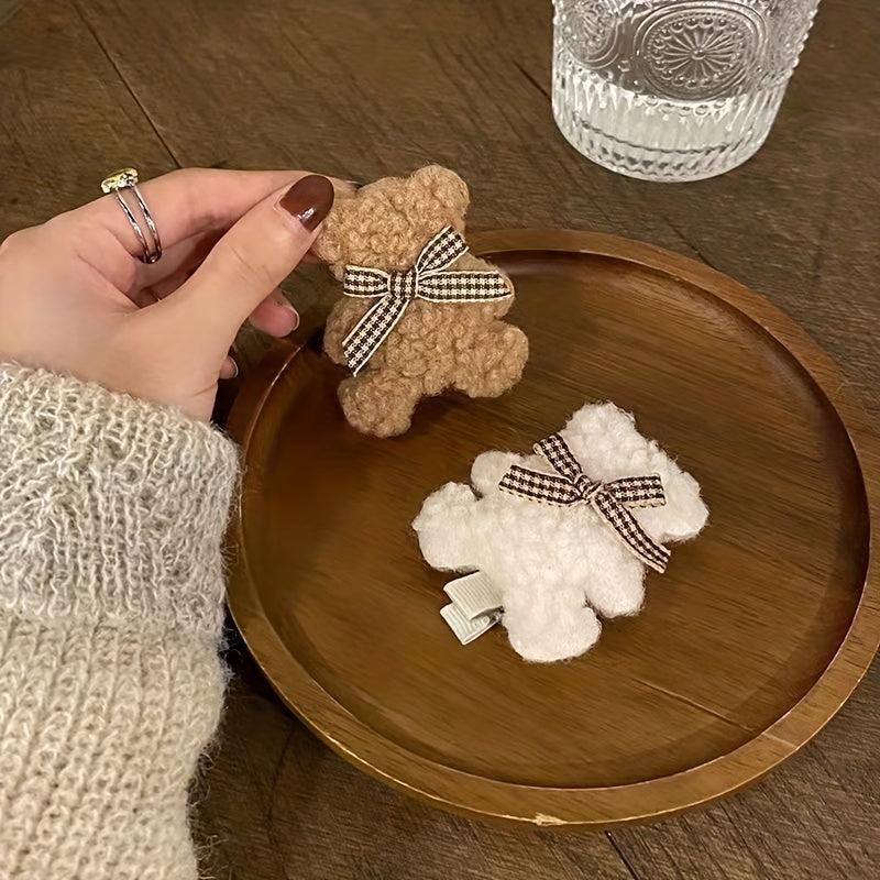 Plush Bear Decor Duck Billed Hair Clip for Baby Girls