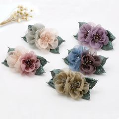 Vintage Fabric Flower Barrette Hair Clip for Women