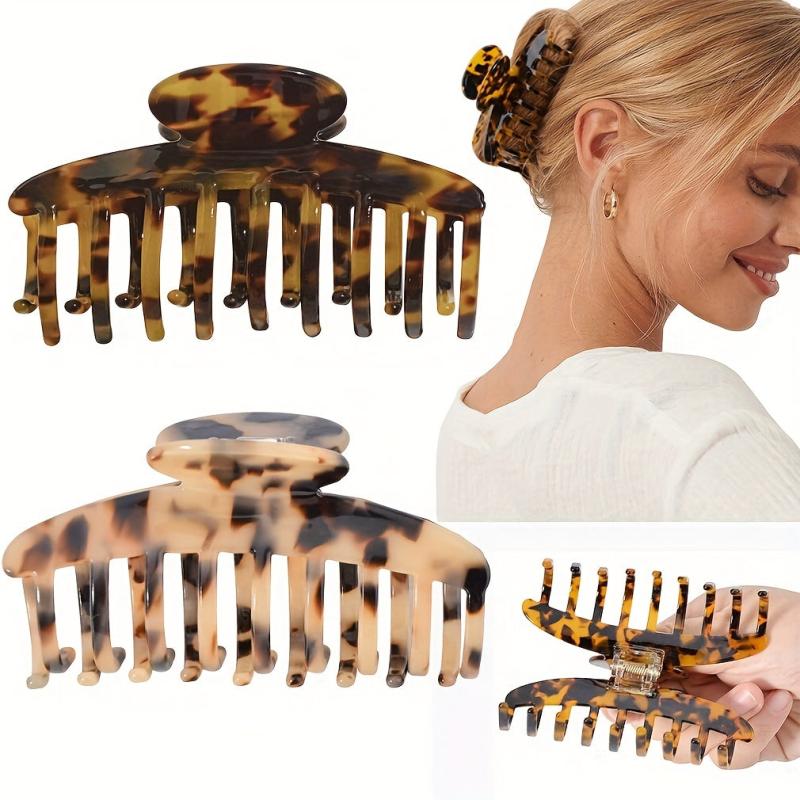 2pcs Graphic Print Hair Claw Minimalist Banana Clip Vintage Headwear