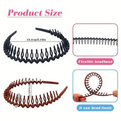 6pcs Solid Teeth Headband Wavy Nonslip Hair Band Sweet Headdress