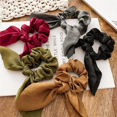 Silk Bow Scarf Scrunchies Hair Ties Ponytail Holder