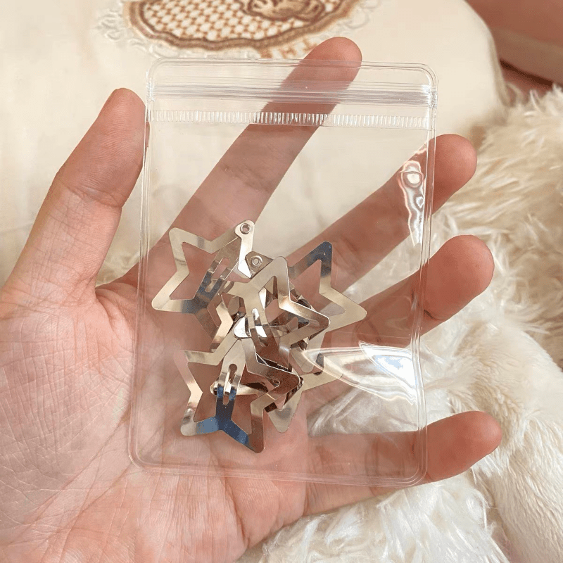 10Pcs Star Hair Clip Silvery Metal Snap Clip Headdress Accessories
