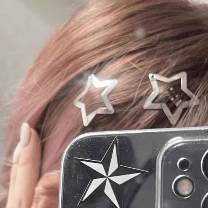 10Pcs Star Hair Clip Silvery Metal Snap Clip Headdress Accessories