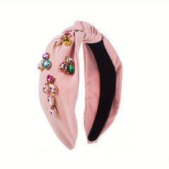 Crystal Cross Knotted Headband Fabric Wide Brim Hair Bundle Hair Accessories
