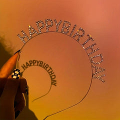 Birthday Hair Band Rhinestone Headdress Metal Head Hoop