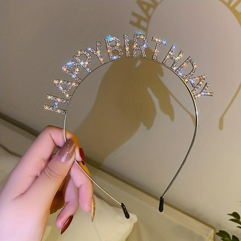 Birthday Hair Band Rhinestone Headdress Metal Head Hoop