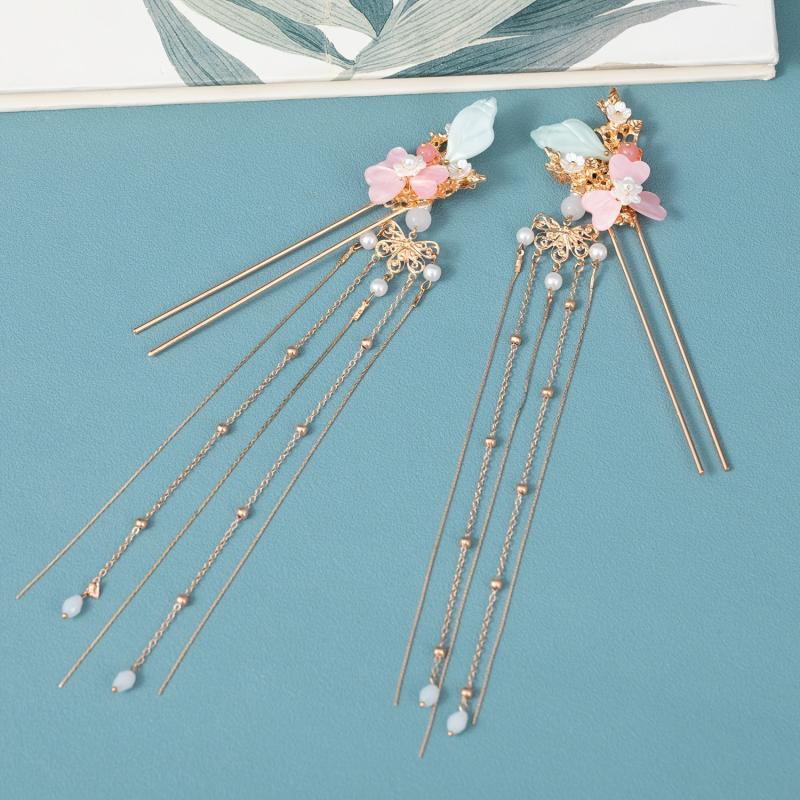 Ancient Style Flower Headdress Set Hairpin Earrings Women's Hair Accessories