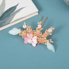 Ancient Style Flower Headdress Set Hairpin Earrings Women's Hair Accessories