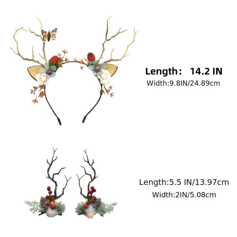 LED Christmas Hair Clips Branches Hair Pins Floral Mushroom Colorful Headpiece