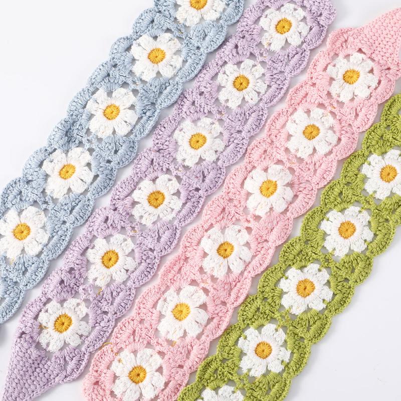 Bohemian Crochet Flower Turban Hair Band Hair Scarf Women Headband
