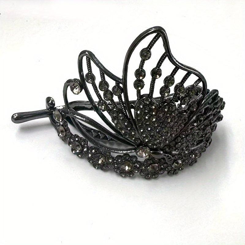Vintage Rhinestone Butterfly Hair Cuff Claw Barrette for Women Girls
