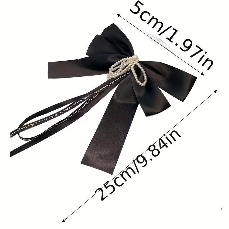 Vintage Ribbon Bow Hair Clip French Barrette With Tassel