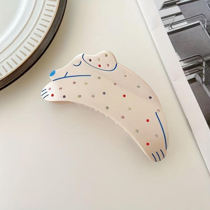 Rhinestone Dog Shape Hair Claw High Ponytail Hair Accessories