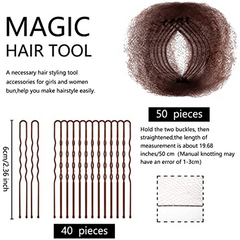 90pcs Hair Nets & U Shaped Pins Set