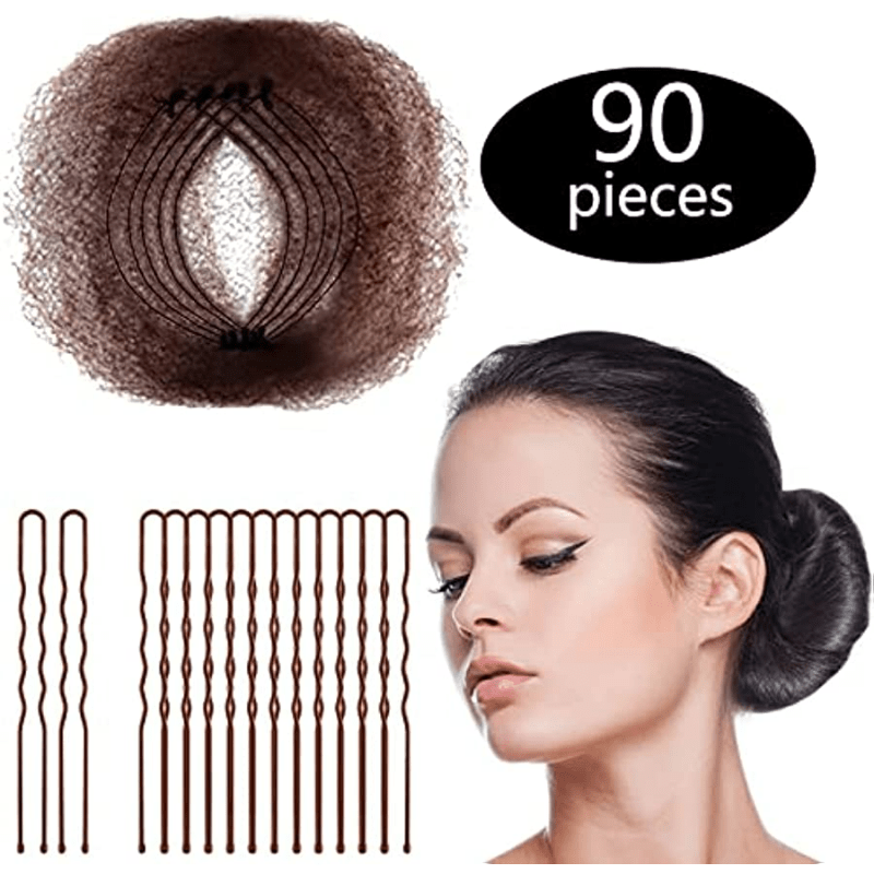 90pcs Hair Nets & U Shaped Pins Set