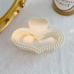 Faux Pearl Heart Hair Claw Clip Hair Pin Strong Hold Hair Accessories