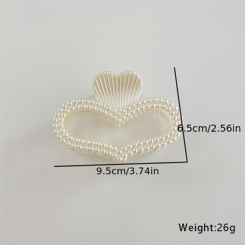 Faux Pearl Heart Hair Claw Clip Hair Pin Strong Hold Hair Accessories