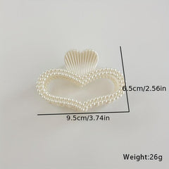 Faux Pearl Heart Hair Claw Clip Hair Pin Strong Hold Hair Accessories