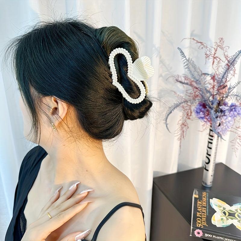 Faux Pearl Heart Hair Claw Clip Hair Pin Strong Hold Hair Accessories
