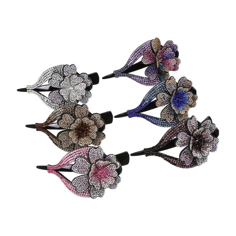 Colorful Rhinestone Flower Hair Claw for Women Hair Accessories