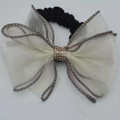 Sweet Organza Bow Knot Hair Tie Rhinestone High Elastic Accessory