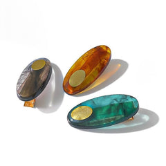 Amber Caramel Metal Hairclip Barrette Hairpin Snap Clip