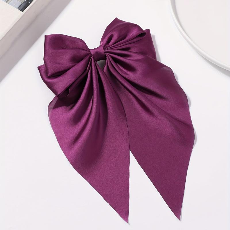 Silky Bow Barrette Ribbon Satin Scarves Bowknot Hair Clip