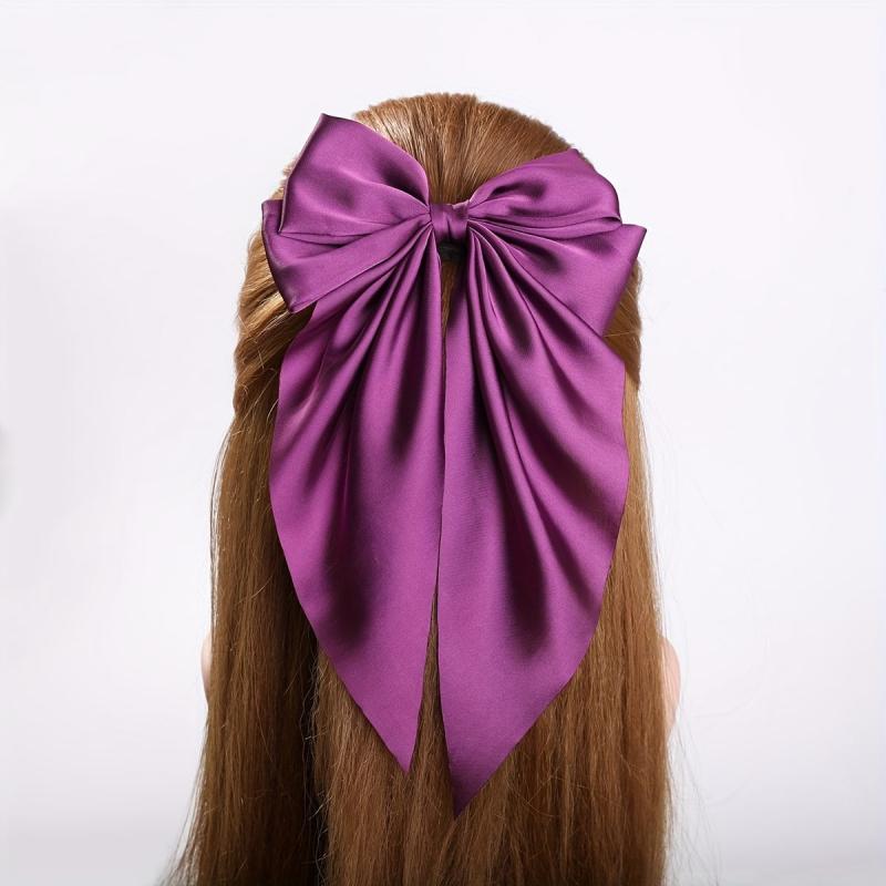 Silky Bow Barrette Ribbon Satin Scarves Bowknot Hair Clip