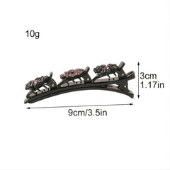 Crystal Stone Braided Hair Clips Satin Hair Bands Clover Rhinestone Hair Clip