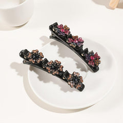 Crystal Stone Braided Hair Clips Satin Hair Bands Clover Rhinestone Hair Clip