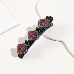 Crystal Stone Braided Hair Clips Satin Hair Bands Clover Rhinestone Hair Clip