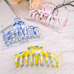 3pcs Printed Hair Claw Large Shark Claw Ponytail Holder Hair Accessories